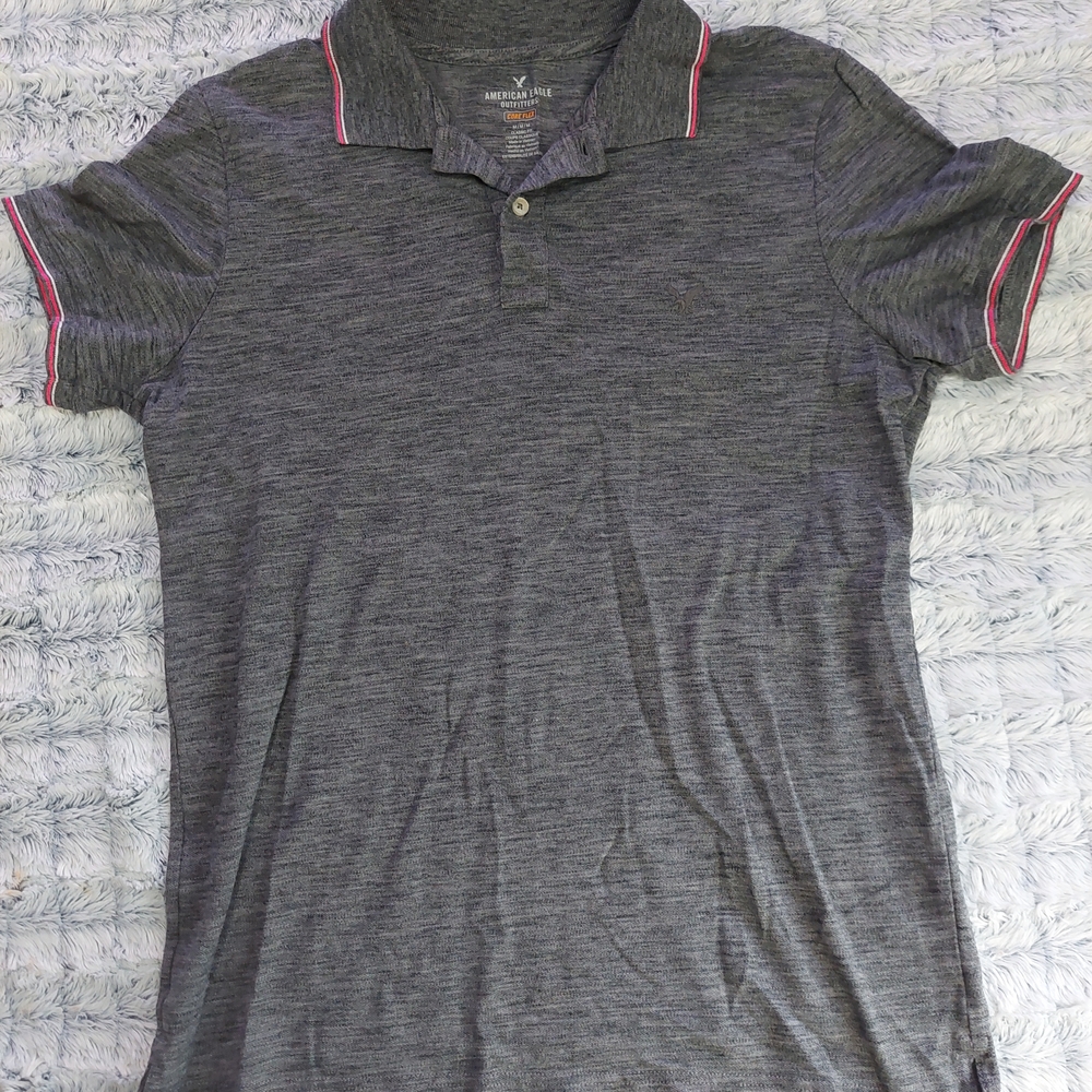 American Eagle Outfitters Gray Short Sleeve‎ Polo Shirt Medium